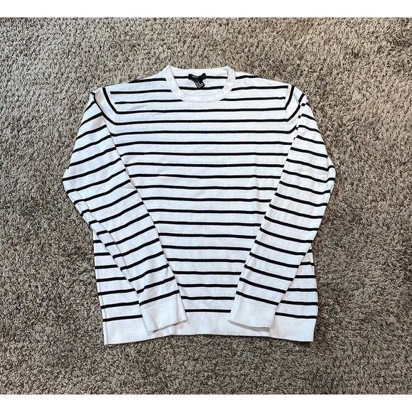 Forever 21 White Black Long Sleeve Sweater Men Size Medium - Picture 1 of 3